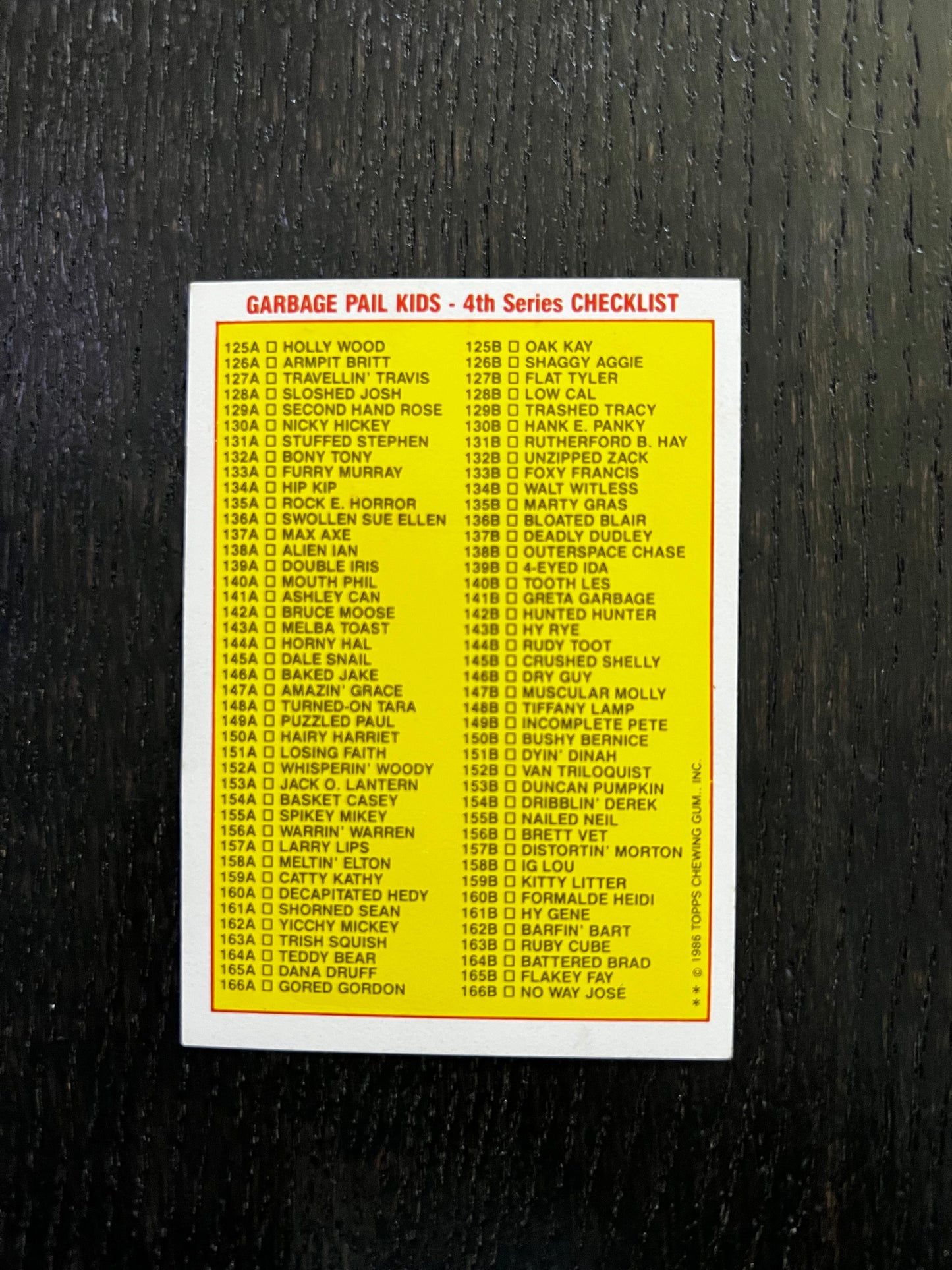 Topps Garbage Pail Kids 125b Sticker (1986) Oak Kay VG