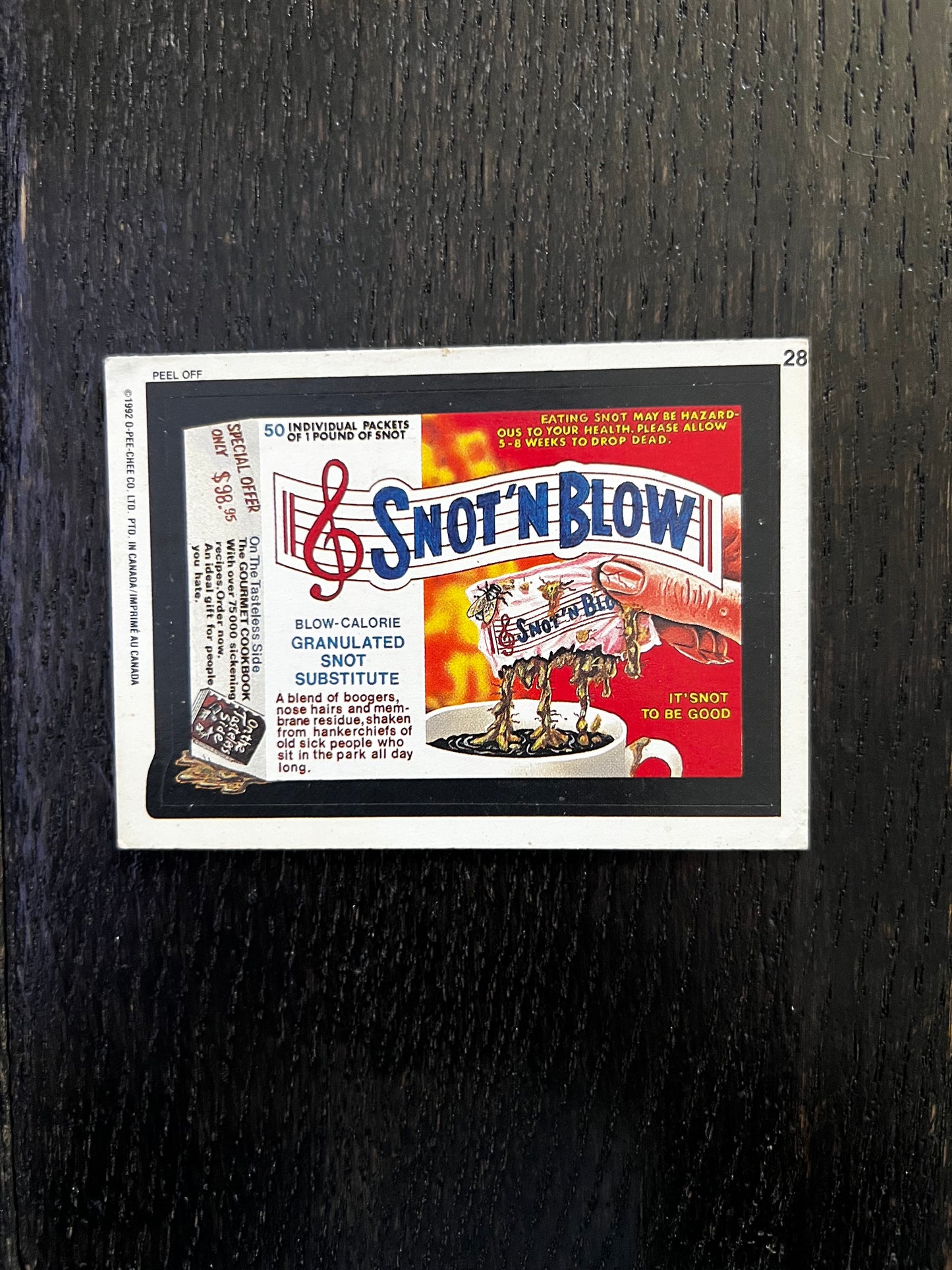 Topps Wacky Packages Sticker Snot N' Blow #28 (1992) GD